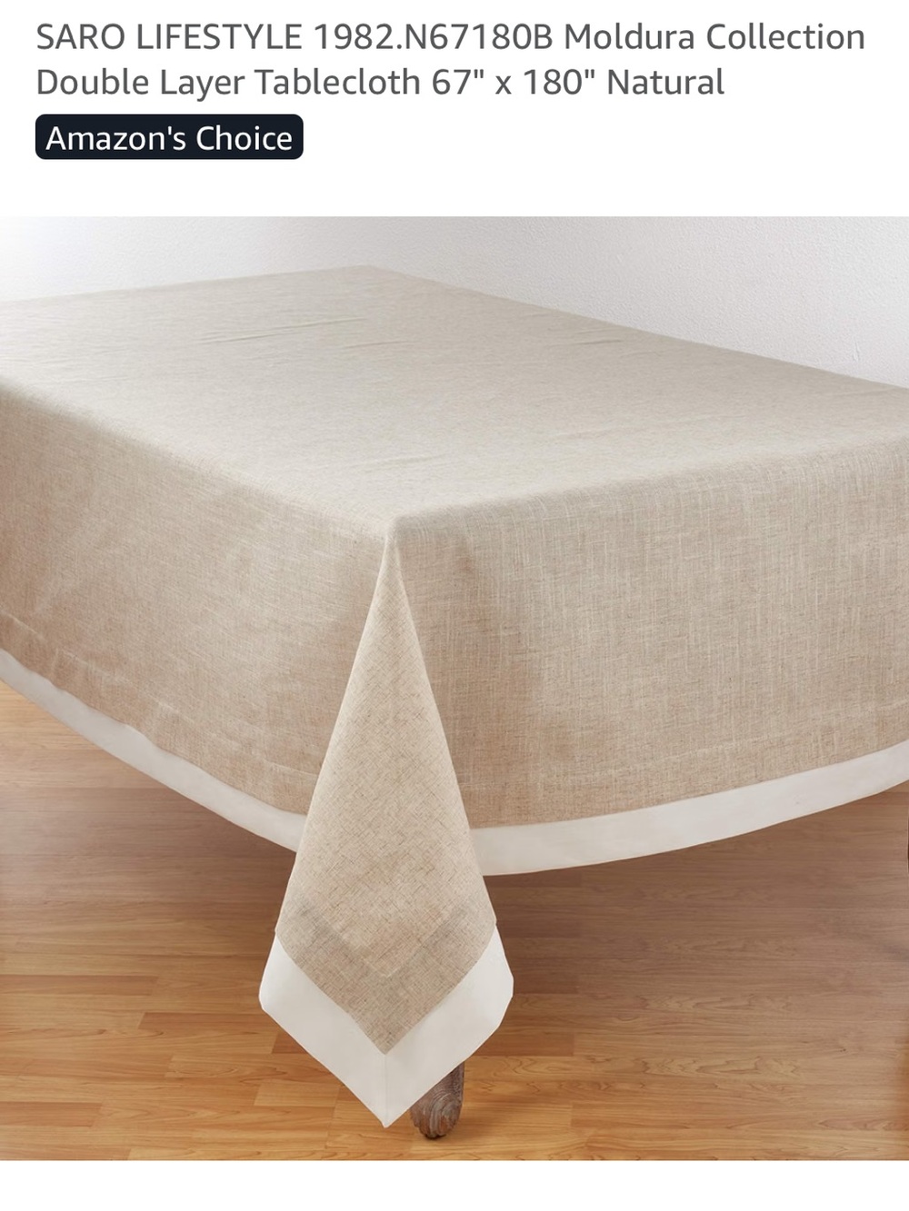 Natural Tablecloth with White Border - Double Layer
